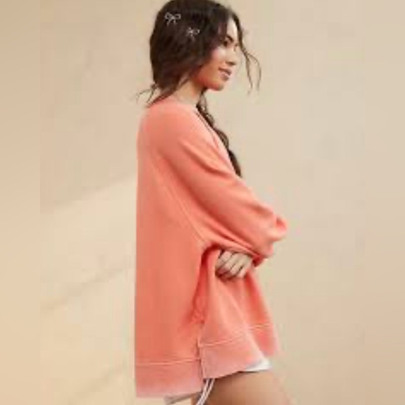 Aerie Beach Party Crew Sweatshirt, Orange Sz XL - Picture 2 of 15